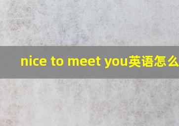 nice to meet you英语怎么读